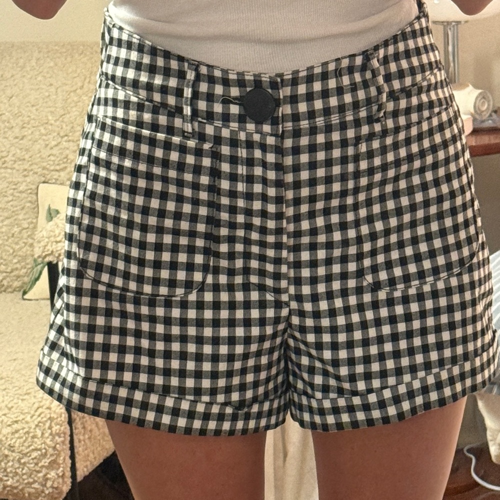 Women's Black and White Checkered Shorts